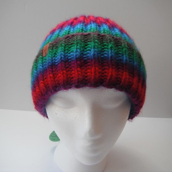 Hand Knitted Hat Toque Adult Size - S-XS Acrylic Unisex Multicolor - 014. - Picture 3 of 7
